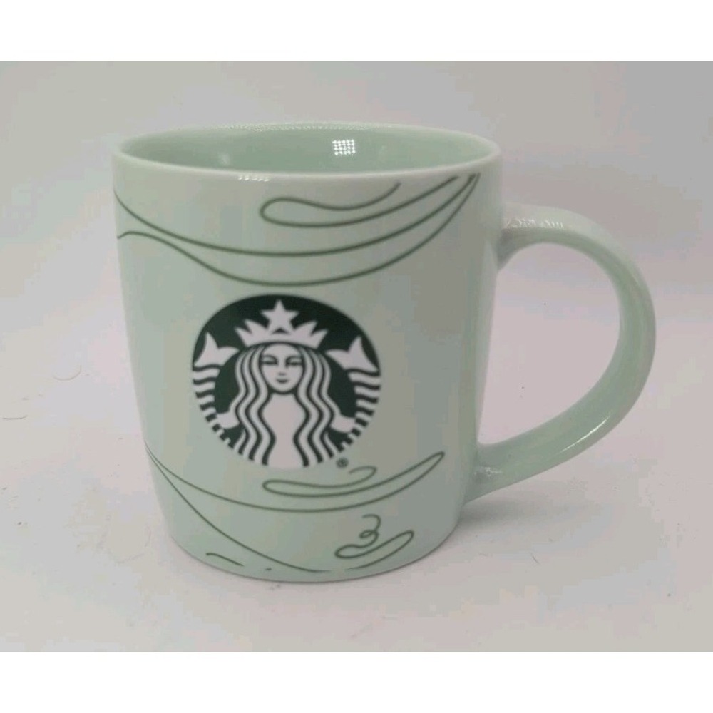STARBUCKS Holiday 2020 Mug Mint Green Swirl Mermaid Logo Coffee Cup 12 oz